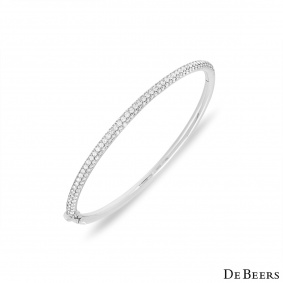 De Beers White Gold Classic Diamond Three Row Bangle B102120